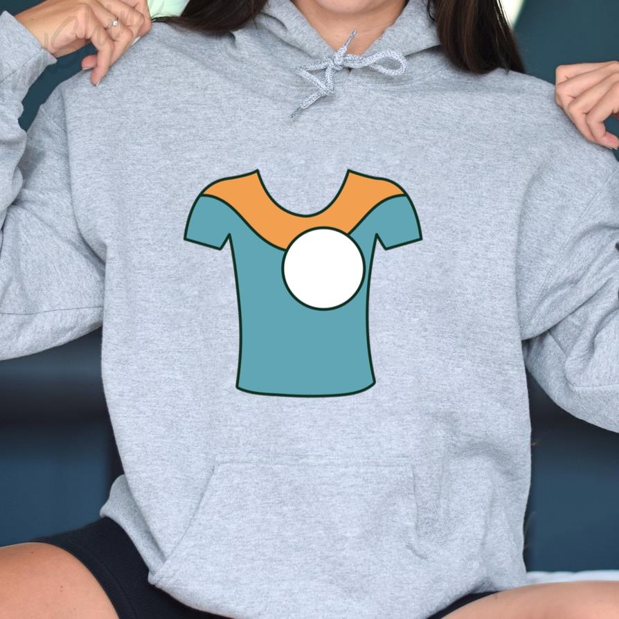 Blue And Orange T Shirt With A White Circle On It Hoodie