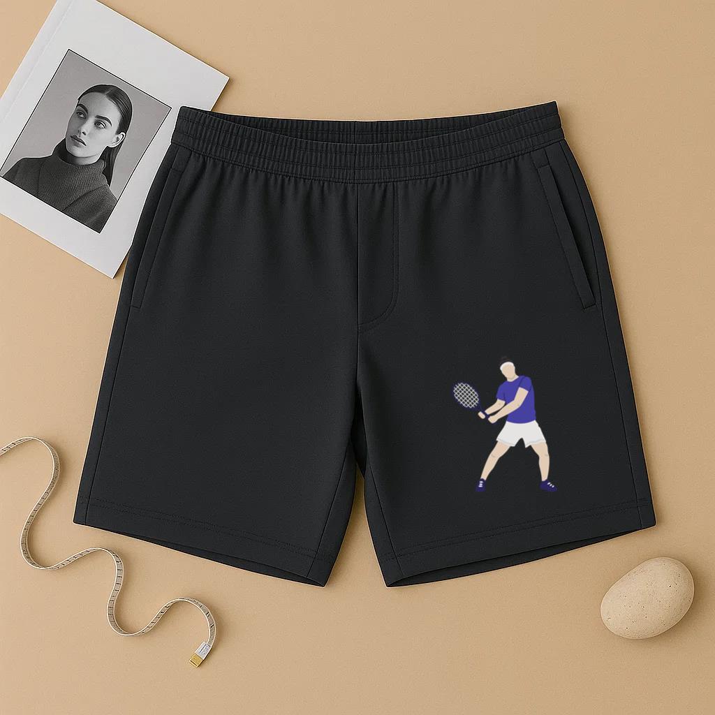 Man Playing Tennis With A Racquet Short