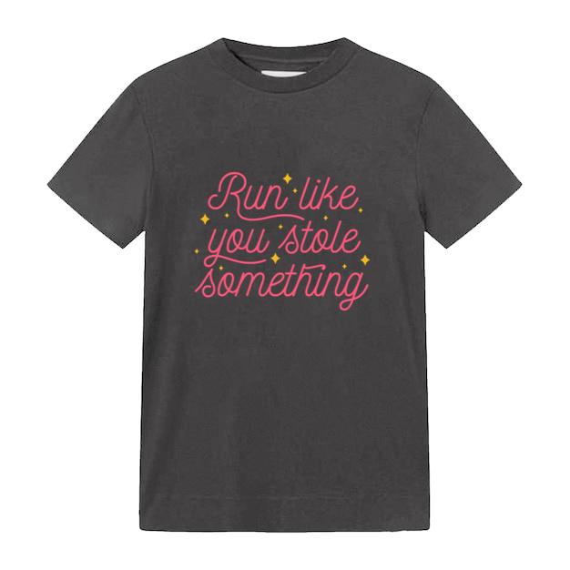 Running Lettering Quote Badge T-Shirt