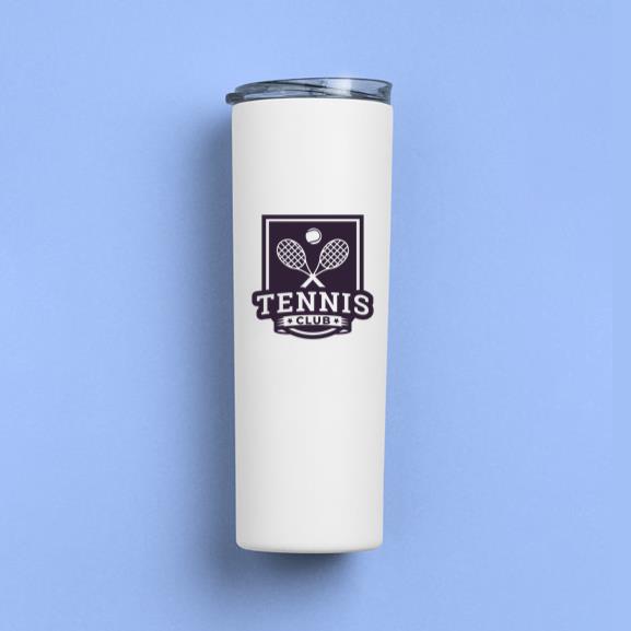 Tennis Club Racket Ball Badge Sticker Skinny Tumbler 20oz