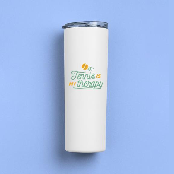 Tennis Is My Therapy Skinny Tumbler 20oz