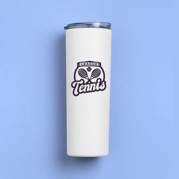 Tennis League Ball Racket Badge Sticker Skinny Tumbler 20oz