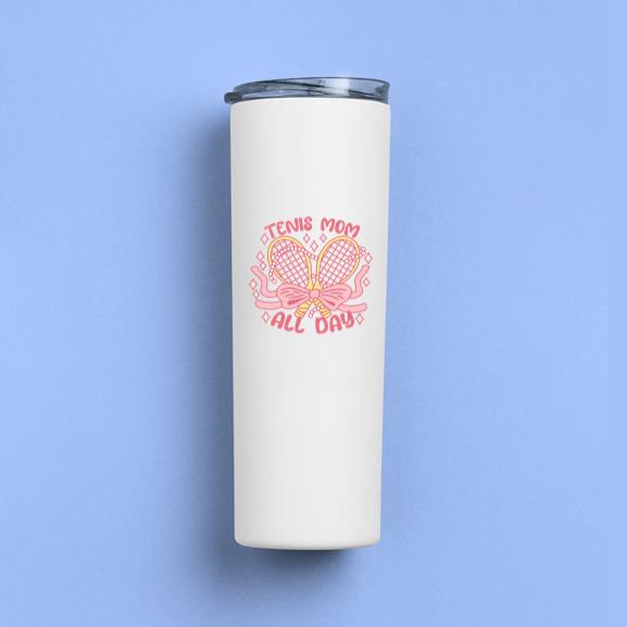 Tennis Mom All Day Design Skinny Tumbler 20oz